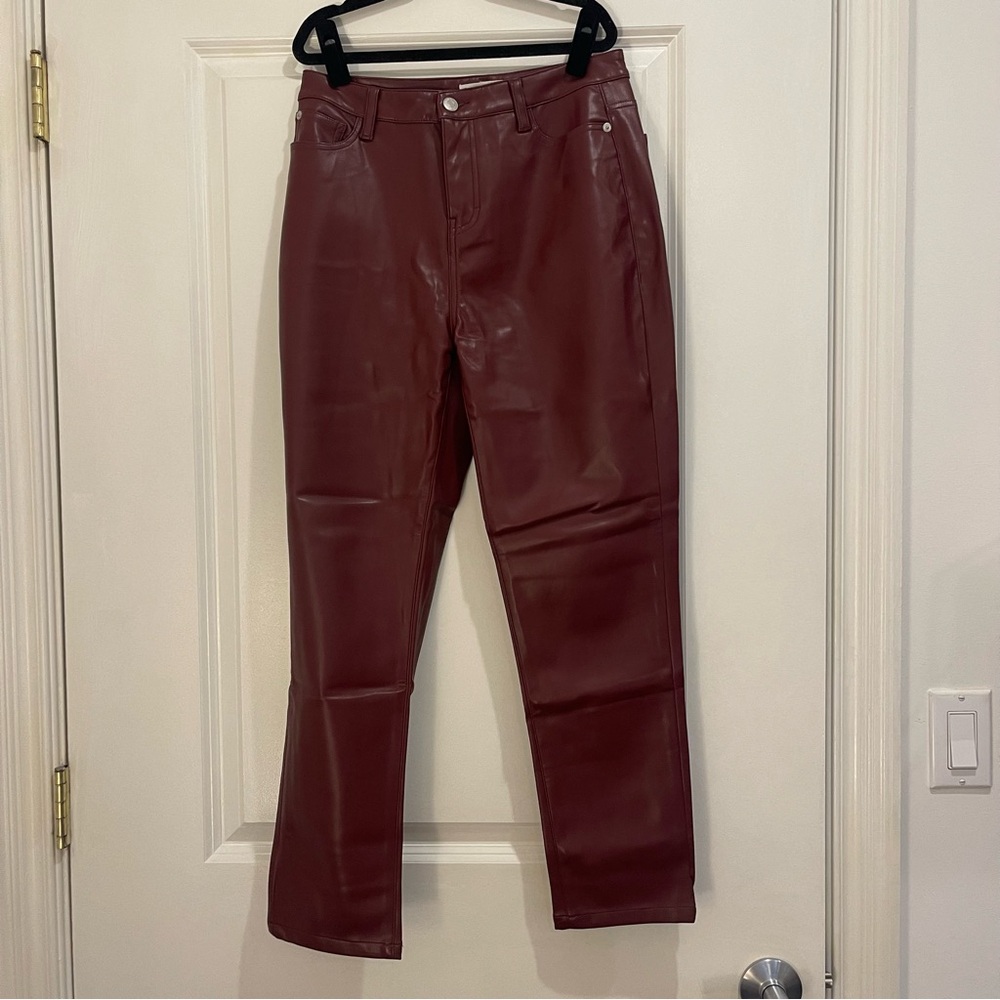 SIZE 4 | Burgundy Leather Jeans Skinny
